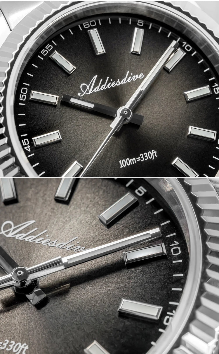 ADDIESDIVE New Watch for Men Sapphire AD2073 Luxury VH31 Quartz Wristwatch 36mm Stainless Steel Waterproof 100m Luminous Watches