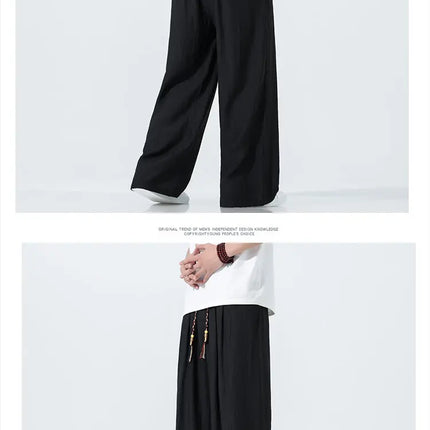 Pantaloni da Uomo a Gamba Dritta Estivi in Seta Ghiacciata, Pantaloni a Gamba Larga Freschi, Nuovi Arrivi di Tendenza, Traspiranti, Stile Cinese, Casual