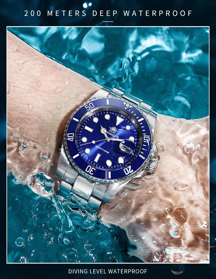 ADDIESDIVE Men's Classic Watch with Ceramic Bezel 200m Water Resistant Casual Quartz Watch BGW9 Blue Luminous Gift Watch MY-H3-2