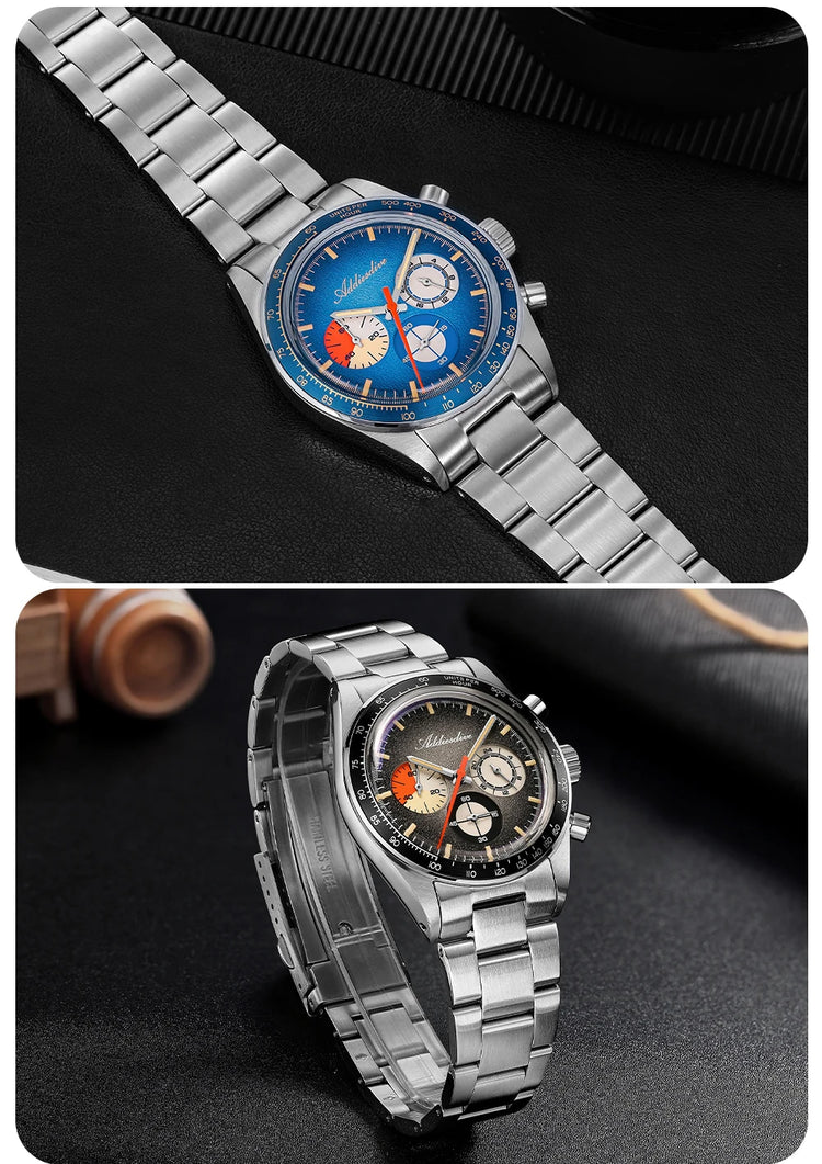 ADDIESDIVE 37mm Men's Luxury Watch 100m Water Resistance K1 Bubble Mirror Glass C3 Luminous Men's Stainless Steel Quartz Watch