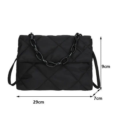 Yogodlns Large Capacity Crossbody Square Bags Casual Chain Women Underarm Bags Fashion Quilted All-match Winter Simple Shopping