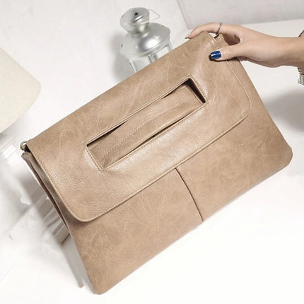 Fashion evening bag, elegant and exquisite, vintage PU leather clutch bag, large capacity wristlet handbag women's wallet envelo PlatiNum