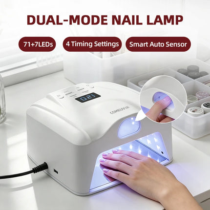 2 IN 1 UV LED Nail Dryer Auto Sensor 78 LEDs Dual Port Fast Curing Nail Light for Single Finger Toe Full Hand Manicure Pedicure