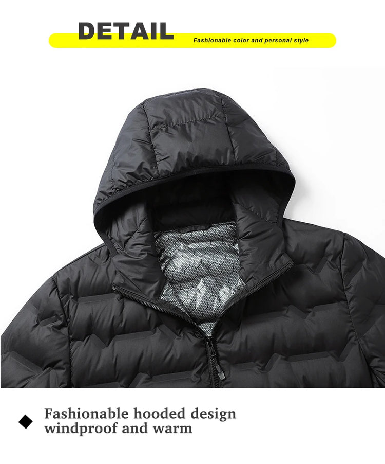 EUMERGX Men's Down Jacket Winter Warm Duck Down Lightweight Padding Jackets Camping Climbing Trekking Graphene Lining Coat