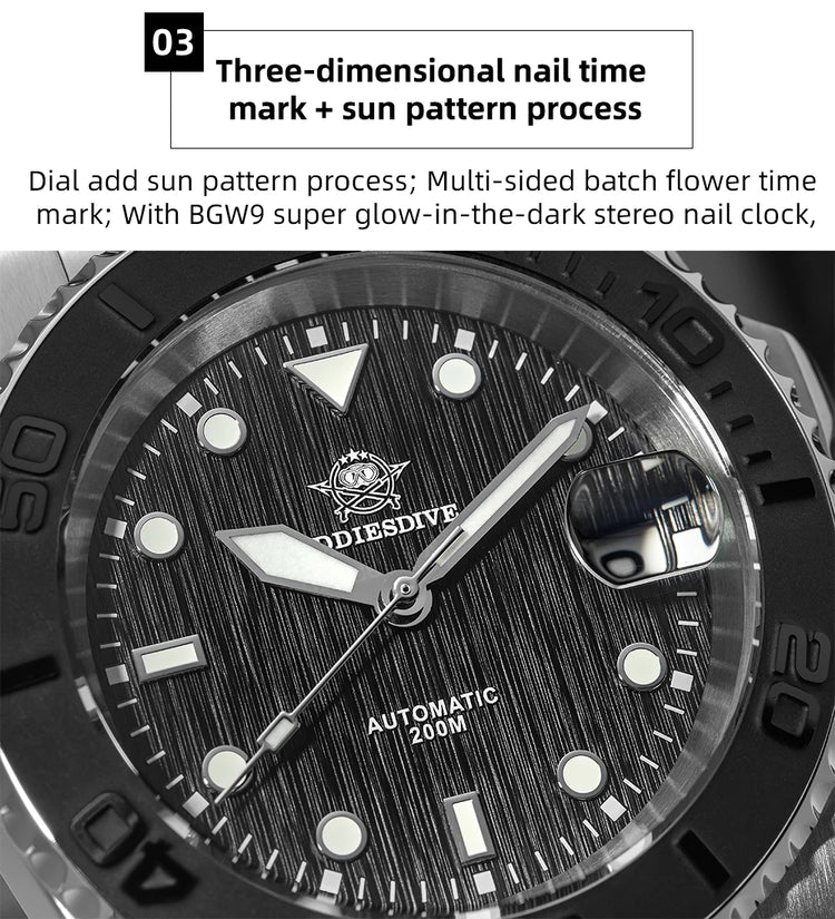 ADDIESDIVE AD2087 Men Watch Waterproof 20Bar Driver Sapphire Glass BGW9 Luminous Reloj Hombre NH35 Automatic Mechanical Watch