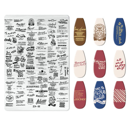 Flowers Love Nail Stamping Newspaper Splice Theme Irregular Stamping Plates Letter Nail Art Printing Stencil Tool Big Size Tools