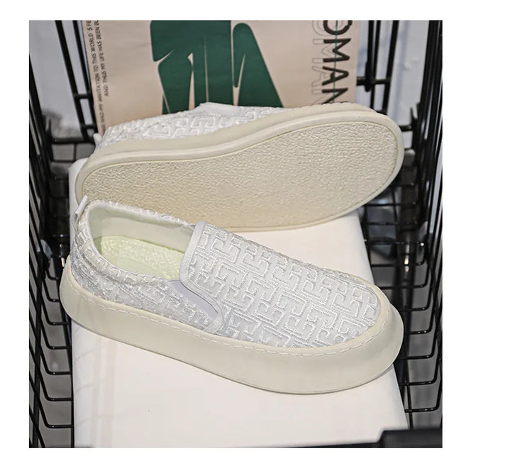2025 Autumn New Fashion Shallow Mouth Casual Canvas Shoes for Men Breathable Comfortable Niche Design Versatile Chunky Sneakers