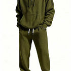 Autumn and Winter Waffle Hooded Sweatshirt Sweatpants Set 3D Printed Casual Sports Suit Men PlatiNum