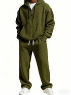 Autumn and Winter Waffle Hooded Sweatshirt Sweatpants Set 3D Printed Casual Sports Suit Men PlatiNum