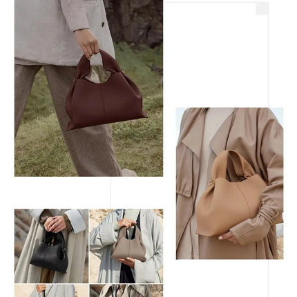 Borsa a Tracolla Cloud Dumpling da Donna, Borsa a Spalla Minimalista di Lusso in Vera Pelle Composita di Vacchetta, Piccola Dimensione