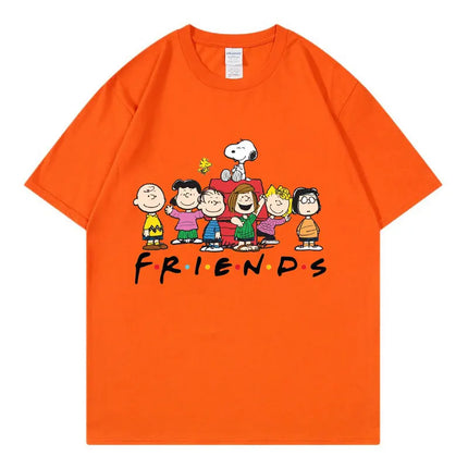 Snoopy Friends Cartoon Anime T-shirt da donna estiva manica corta 100% cotone da uomo T-shirt Top 2025 nuova moda coppia abbigliamento