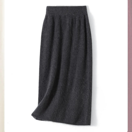 Autumn Winter Knitted Woolen High Waist Slim Fit Half-length Skirt Women's Mid-length Wrap Bodycon Skirt Elegant Commute Style PlatiNum
