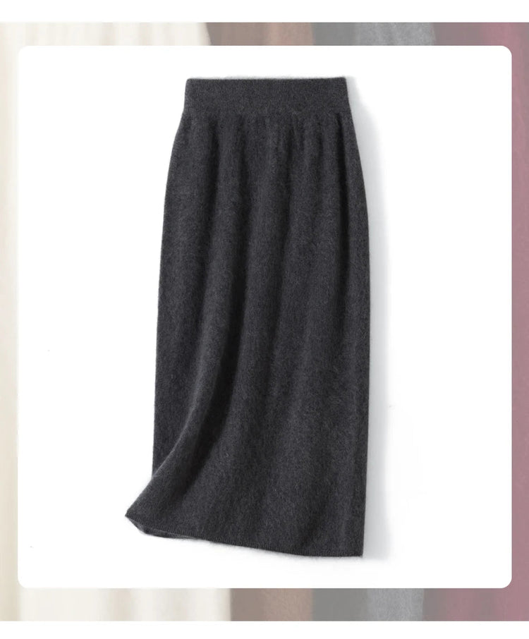 Autumn Winter Knitted Woolen High Waist Slim Fit Half-length Skirt Women's Mid-length Wrap Bodycon Skirt Elegant Commute Style PlatiNum