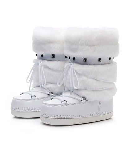 Women's Furry Boots New Warm Skiing Winter Boots Women Space Boots Trendy Ladies Winter Shoes Non-slip Girls Snow Boots