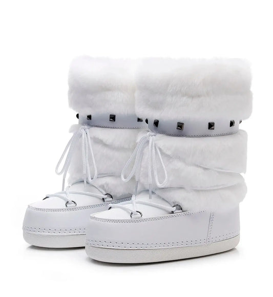 Women's Furry Boots New Warm Skiing Winter Boots Women Space Boots Trendy Ladies Winter Shoes Non-slip Girls Snow Boots