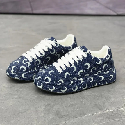 Luxury Designer Fashion Men's Blue Rhinestone Platform Lace Up Shoes Causal Flats Moccasins Male Rock Hip-hop Walking Sneakers