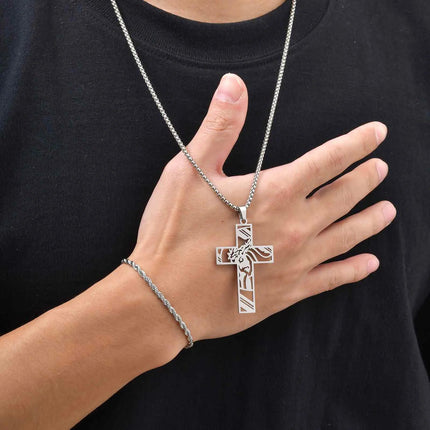 Vnox Set di 2 Pezzi Collana con Ciondolo e Bracciale da Uomo, Set di Gioielli in Acciaio Inossidabile Colore Nero Oro Argento, Regali di Gioielleria alla Moda platinumshop