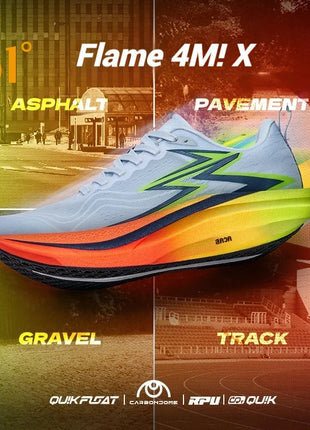 361 Degrees Flame 4.0 MIX Men Running Shoes Carbon Plate Racing Marathon Stable Rebound Wear-resistant Male Sneakers 672512204 PlatiNum
