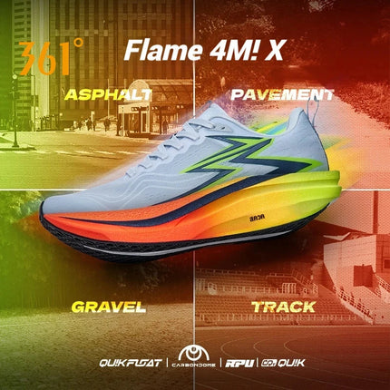 361 Degrees Flame 4.0 MIX Men Running Shoes Carbon Plate Racing Marathon Stable Rebound Wear-resistant Male Sneakers 672512204 PlatiNum