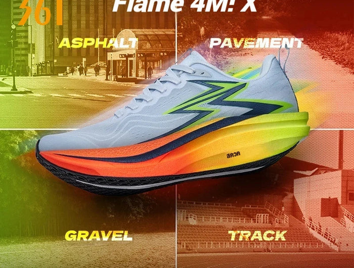 361 Degrees Flame 4.0 MIX Men Running Shoes Carbon Plate Racing Marathon Stable Rebound Wear-resistant Male Sneakers 672512204 PlatiNum