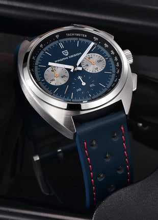 Orologio da Uomo PAGANI DESIGN, Quadrante Blu Retrò, Cronografo al Quarzo, Movimento Giapponese VK63, Vetro Zaffiro, Nuovo Modello 2026 Impermeabile
