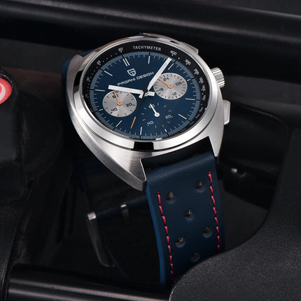 Orologio da Uomo PAGANI DESIGN, Quadrante Blu Retrò, Cronografo al Quarzo, Movimento Giapponese VK63, Vetro Zaffiro, Nuovo Modello 2026 Impermeabile