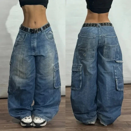 Y2K American New Fashion Tiger Print Jeans larghi Donna High Street Harajuku Wind Trend Casual Joker Pantaloni a gamba larga a vita alta