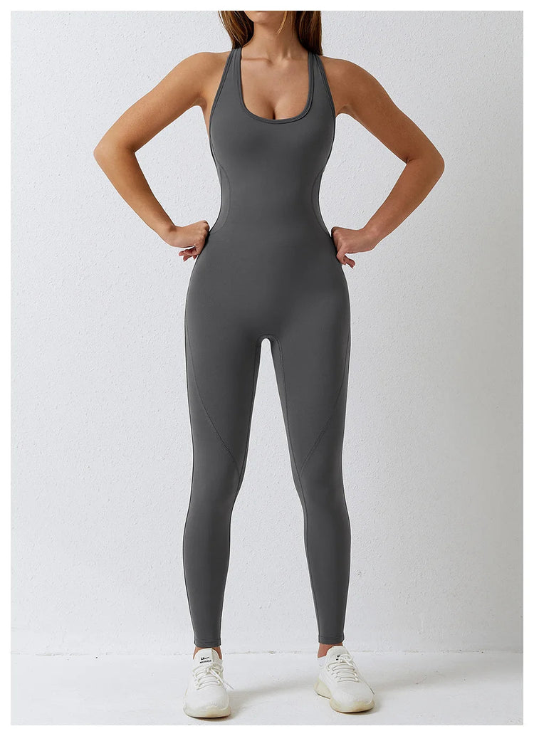 Jumpsuit Gym Set Romper Backless Fitness Bodysuit Siamese Sportswear Women Jumpsuit Buttery-Soft One-piece Playsuit Yoga Suit PlatiNum