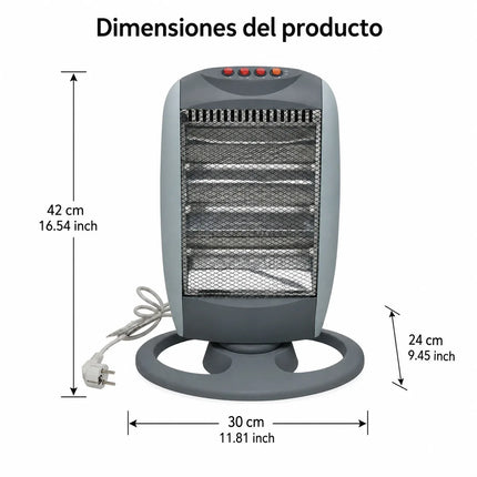 1200W Electric Halogen Heater with Automatic Oscillation and 3 Adjustable Power Levels, Portable Heater with Tip-Over Protection for Home and Office 30x24x42cm