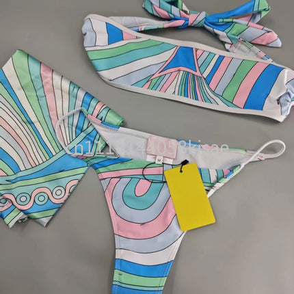 Costumi da bagno di lusso da donna con foulard, set bikini con foulard, abbigliamento da spiaggia platinumshop