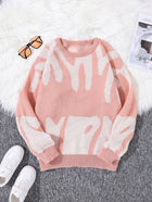 New Popular Autumn Winter Irregular Jacquard Pattern Pullover Sweater Casual Round Neck Contrast Color Knitted Men's Pullover