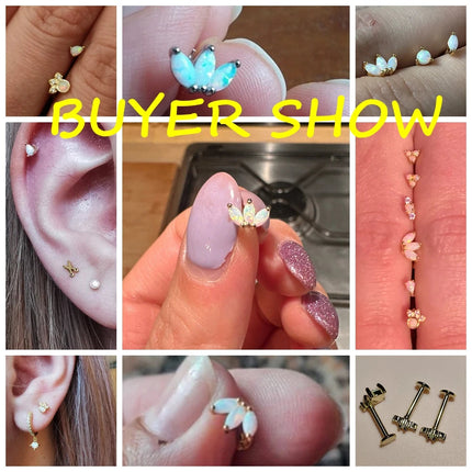 CANNER 1PC 925 Sterling Silver Exquisite Crown Opal Piercing Earring for Women Ear Studs Cartilage Earring Body Jewelry Gift PlatiNum