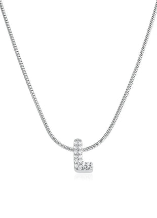 Fashion Tiny CZ Zircon Initial Alphabet Pendant Neckalce Gold Plated Stainless Steel A-Z Letter Necklaces Birthday Gifts Jewelry PlatiNum