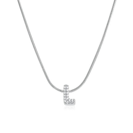 Fashion Tiny CZ Zircon Initial Alphabet Pendant Neckalce Gold Plated Stainless Steel A-Z Letter Necklaces Birthday Gifts Jewelry PlatiNum