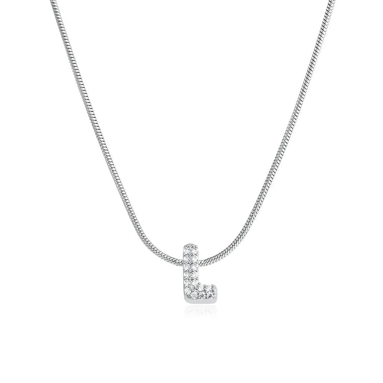 Fashion Tiny CZ Zircon Initial Alphabet Pendant Neckalce Gold Plated Stainless Steel A-Z Letter Necklaces Birthday Gifts Jewelry PlatiNum