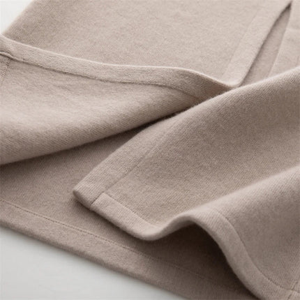 Chic Women's Long Skirt 100% Cashmere Straight Skirt Knit Autumn Winter Ankle-Length Skirt Warm Elegant Casual Rear Slit Dress PlatiNum