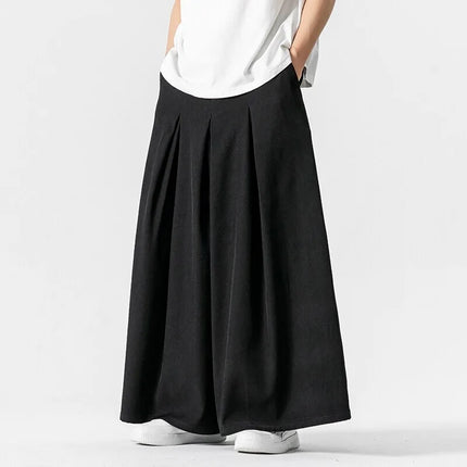 Pantaloni Larghi Samurai Giapponesi da Uomo in Cotone e Lino, Comodi e Casual, Stile Harun, Taglie Fino a 5XL