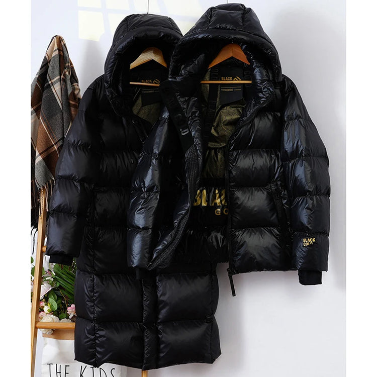 Schinteon Women White Duck Down Jacket with Hood Casual Over Size Autumn Winter Warm Loose Thick Short Outwear 2024 New