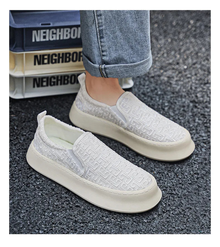 2025 Autumn New Fashion Shallow Mouth Casual Canvas Shoes for Men Breathable Comfortable Niche Design Versatile Chunky Sneakers