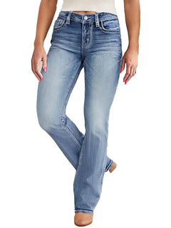 New Women's Casual Button Pocket Jeans - High-Quality Straight-Leg Denim Pants for Everyday Wear - Best-Selling Trendy Jeans for