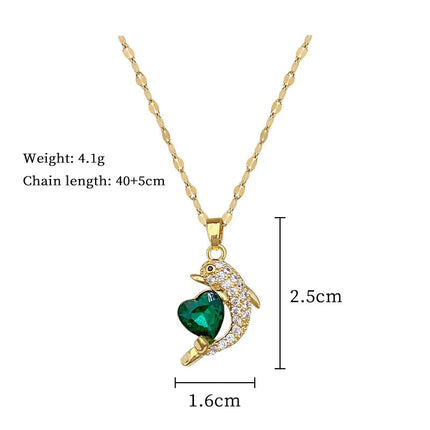 EILIECK 316L Stainless Steel Shine Cubic Zirconia Swan Pendant Necklace Gold Color Texture Metal Personalized Jewelry Neck Chain PlatiNum