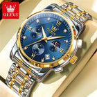 OLEVS 2858 Orologio da Uomo in Acciaio Inossidabile, Impermeabile, Antigraffio, con Fasi Lunari, Luminoso, Cronografo, Orologio da Polso al Quarzo di Lusso platinumshop