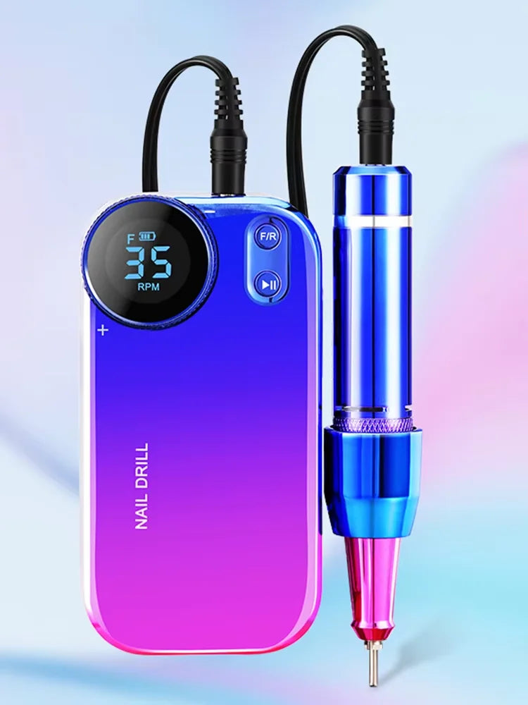 Professional 35000 RPM Electric Nail Drill Portable Rechargeable Nail File Machine for Salon Home DIY Nail Art Great Gift for La