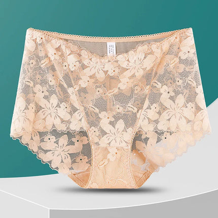 Transparent Lace Briefs Women Panties Girls Summer Underpants Plus Size Underwear Solid Color Sexy Lingerie XXL