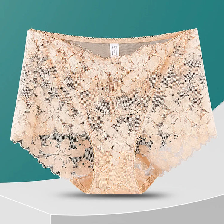 Transparent Lace Briefs Women Panties Girls Summer Underpants Plus Size Underwear Solid Color Sexy Lingerie XXL