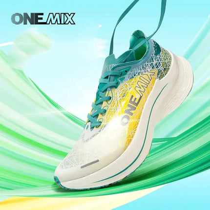 ONEMIX Marathon Scarpe da corsa con piastra in carbonio Assorbimento degli urti Scarpe sportive ultraleggere Tecnologia di rimbalzo Sneakers da uomo all'aperto PlatiNum