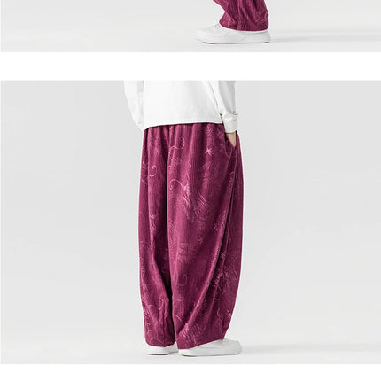Pantaloni a gamba larga in velluto a coste da uomo in stile giapponese pantaloni larghi casual da uomo spessi e caldi pantaloni a lanterna Hip Hop streetwear taglie forti 5XL