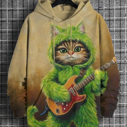 2026 Men's Hoodies Funny Cat Dinosaur UFO Art 3D Printed Cartoon Sweatshirt Men Women Tracksuit Oversized Casual Street Y2k Coat