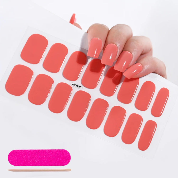 UV Semi-Cured Gel Nail Wraps Stickers Strips French Long Lasting Full Cover LED Gel Semi Cured Nail Sliders For Nail Extension &