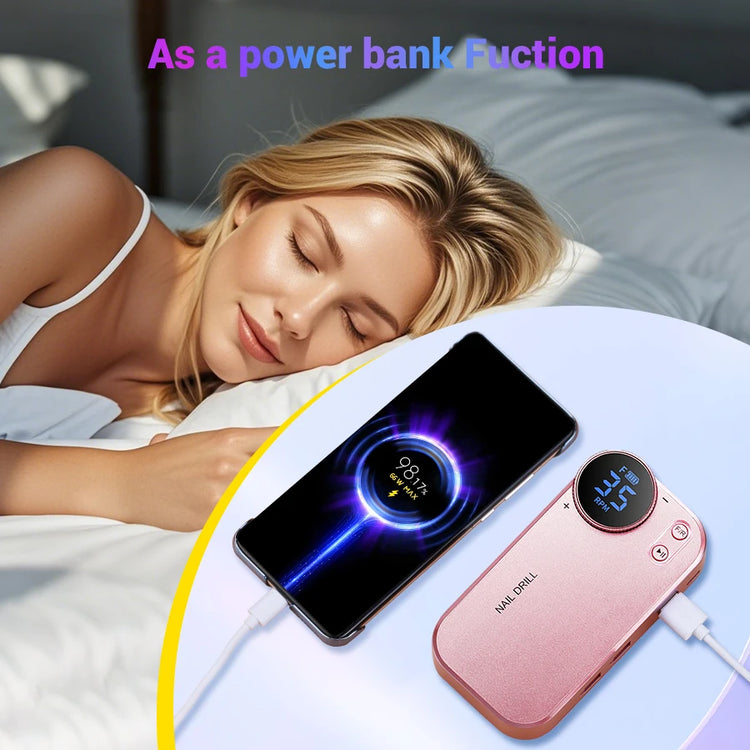Professional Wireless Charging Electric Nail Drill Machine, 4500mAh Battery, Long Lasting Runtime, Remove Gel Nails, Nail Shaping & Polishing, Manicure Pedicure Kit for Home & Salon Use